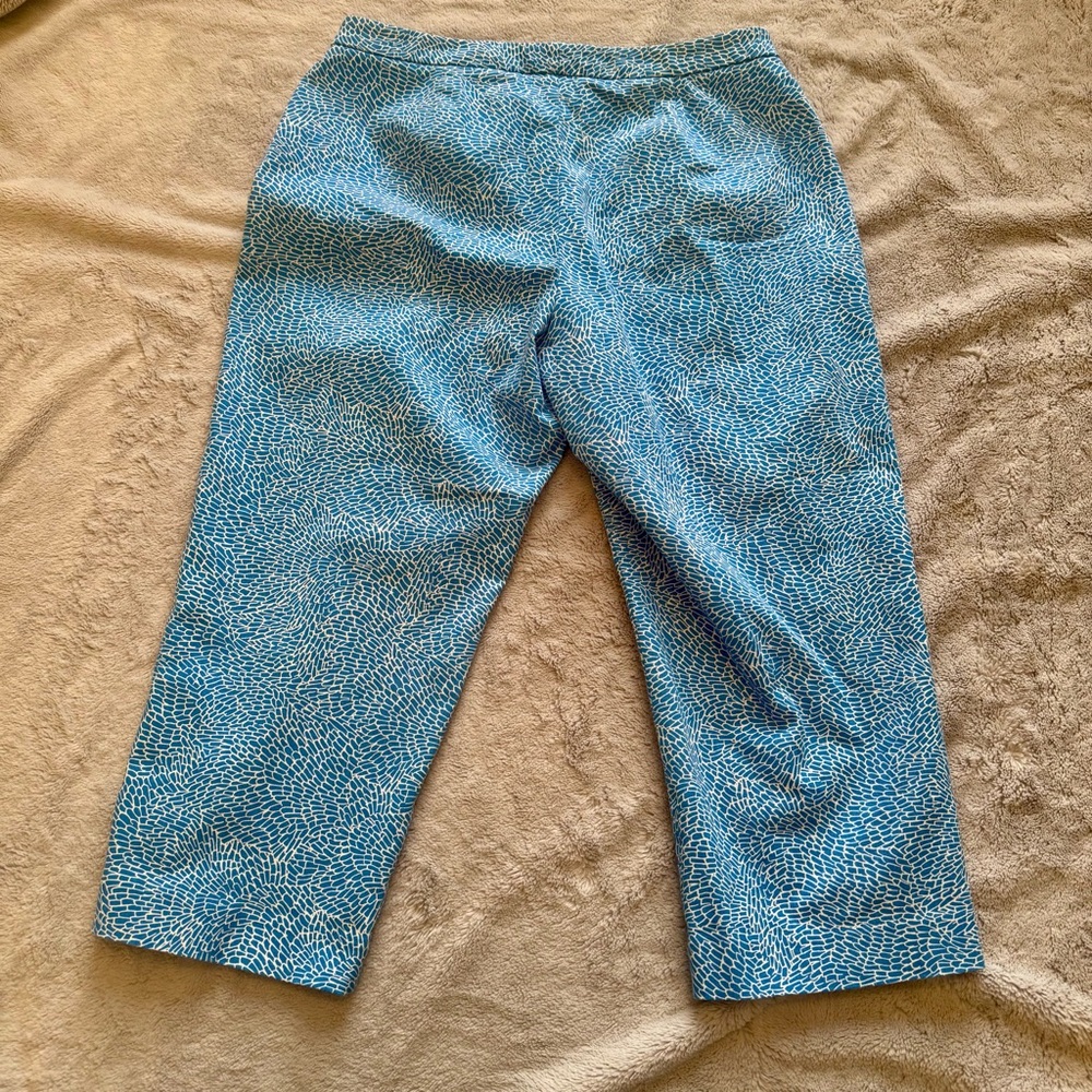Coldwater Creek Aqua Blue and White Patterned Cropped Pants‎ Size 10 - Picture 9 of 9